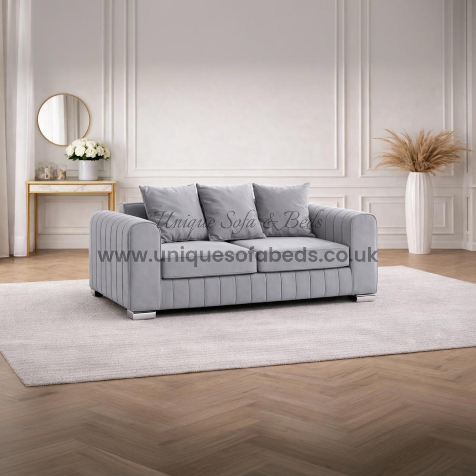 Lilly 3 + 2 + 1 Sofa Set – Modern Lined Fabric Sofa Suite