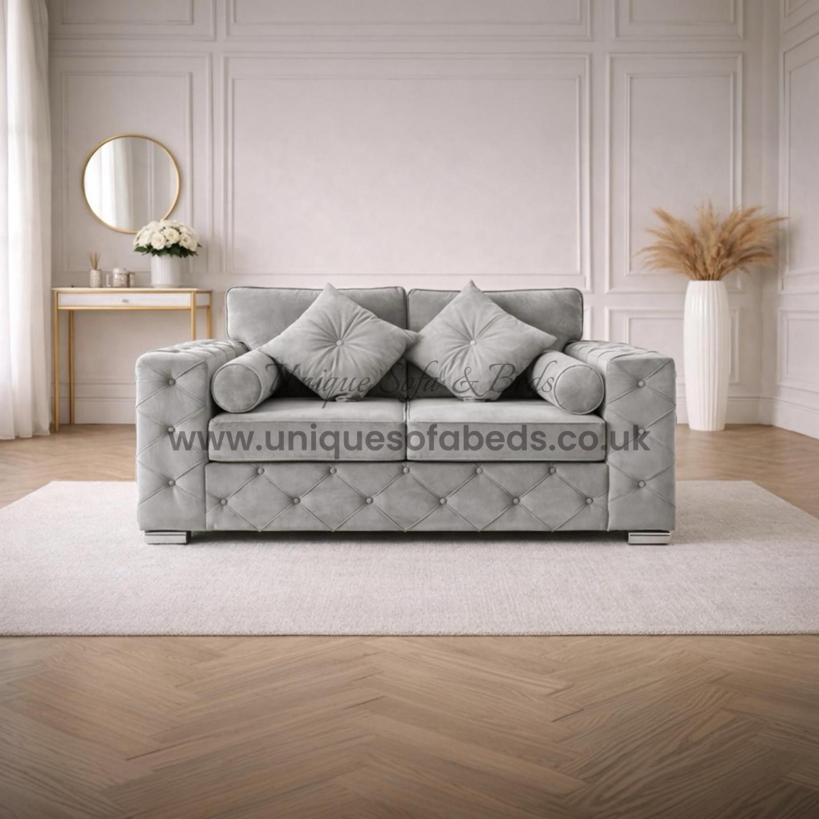 Milton Modern Chesterfield 3+2+1 Sofa Set – Plush Buttoned Velvet Suite