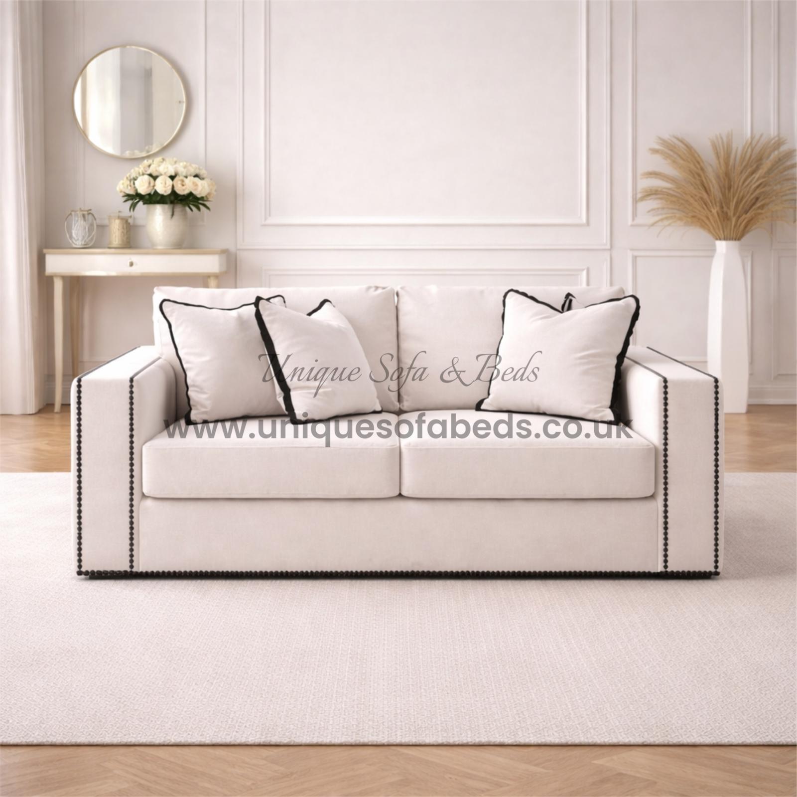Kiara 3+2+1 Sofa Set – Modern Black Stud Trim Sofa