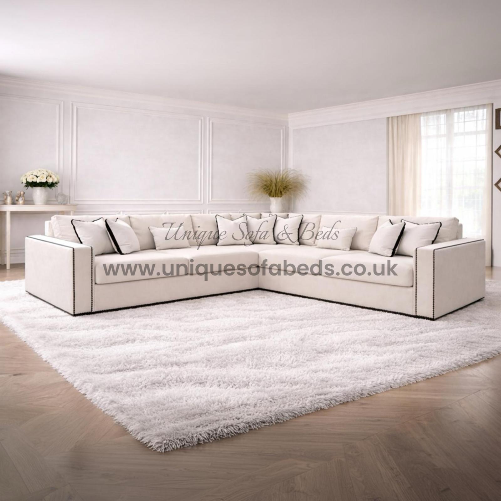 Kiara Corner Sofa – Modern Black Stud Trim Sofa