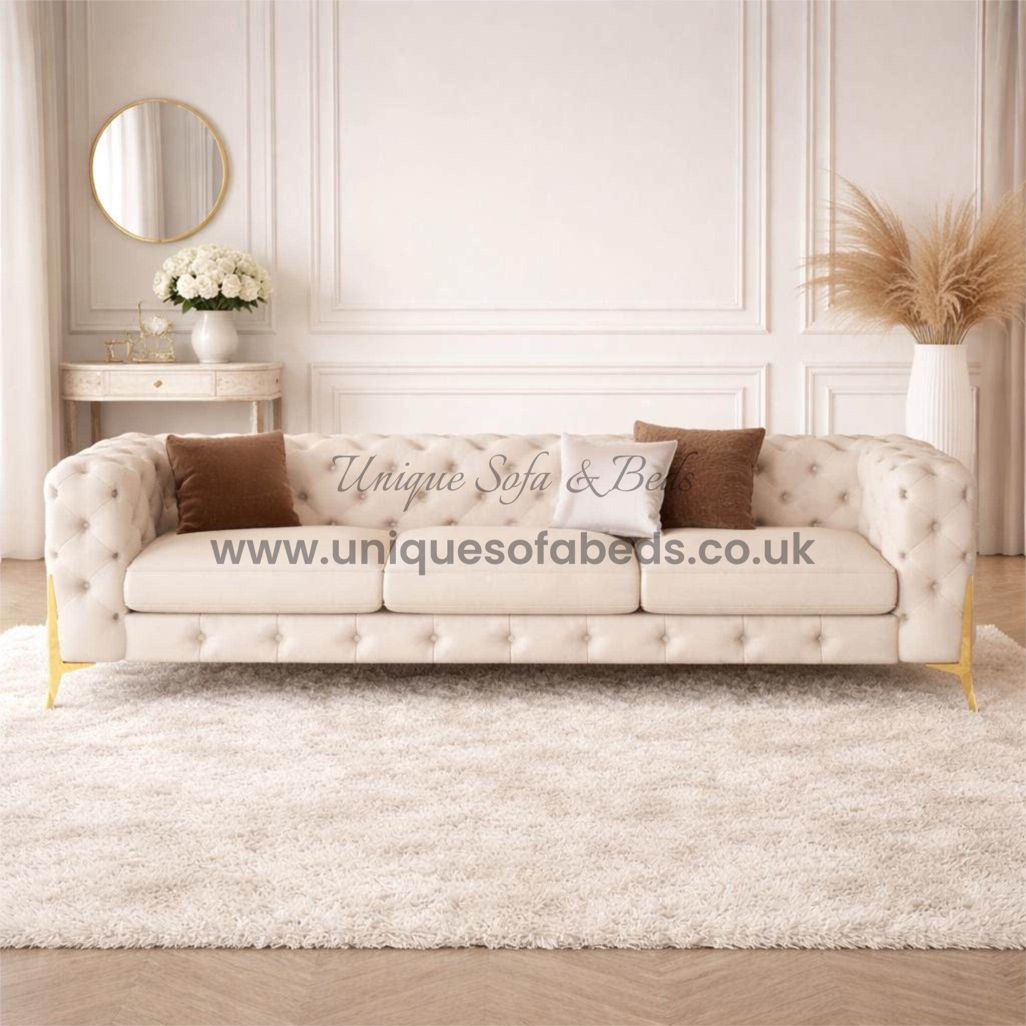 Jaguar Luxurious Chesterfield 3 Seater Sofa – Luxury Buttoned Velvet Sofa