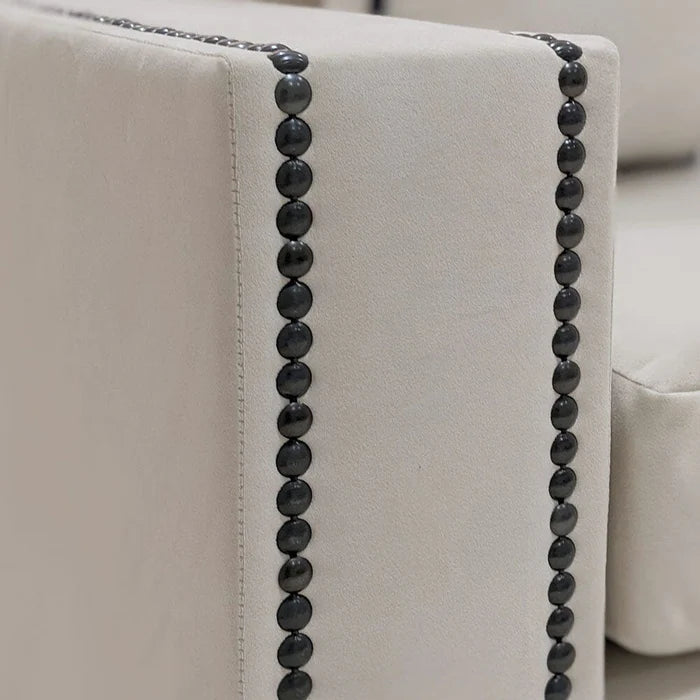 Kiara Luxe Velvet Right side Corner L Shape Sofa with buttoned piping design