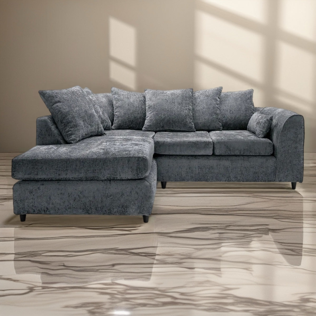 Dylan Luxe Velvet Left side Corner L Shape Sofa