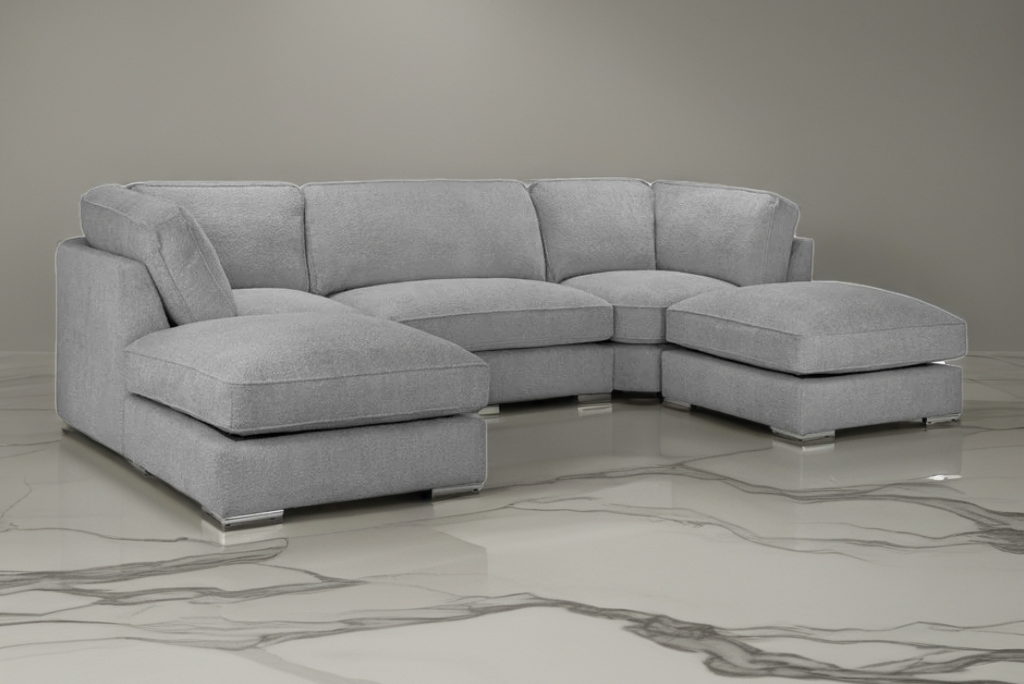 Belgravia Luxe Velvet Modular Sofa with 2 Sectional Footstools
