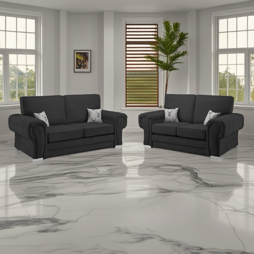 Verona Luxe Velvet 3 & 2 Seater Sofa Set