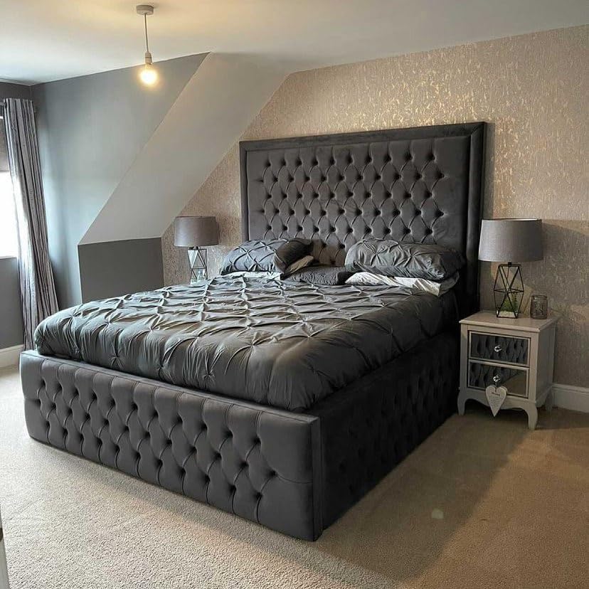 Upholstered platform Luxury Chesterfield Bed Frame with Storage option available