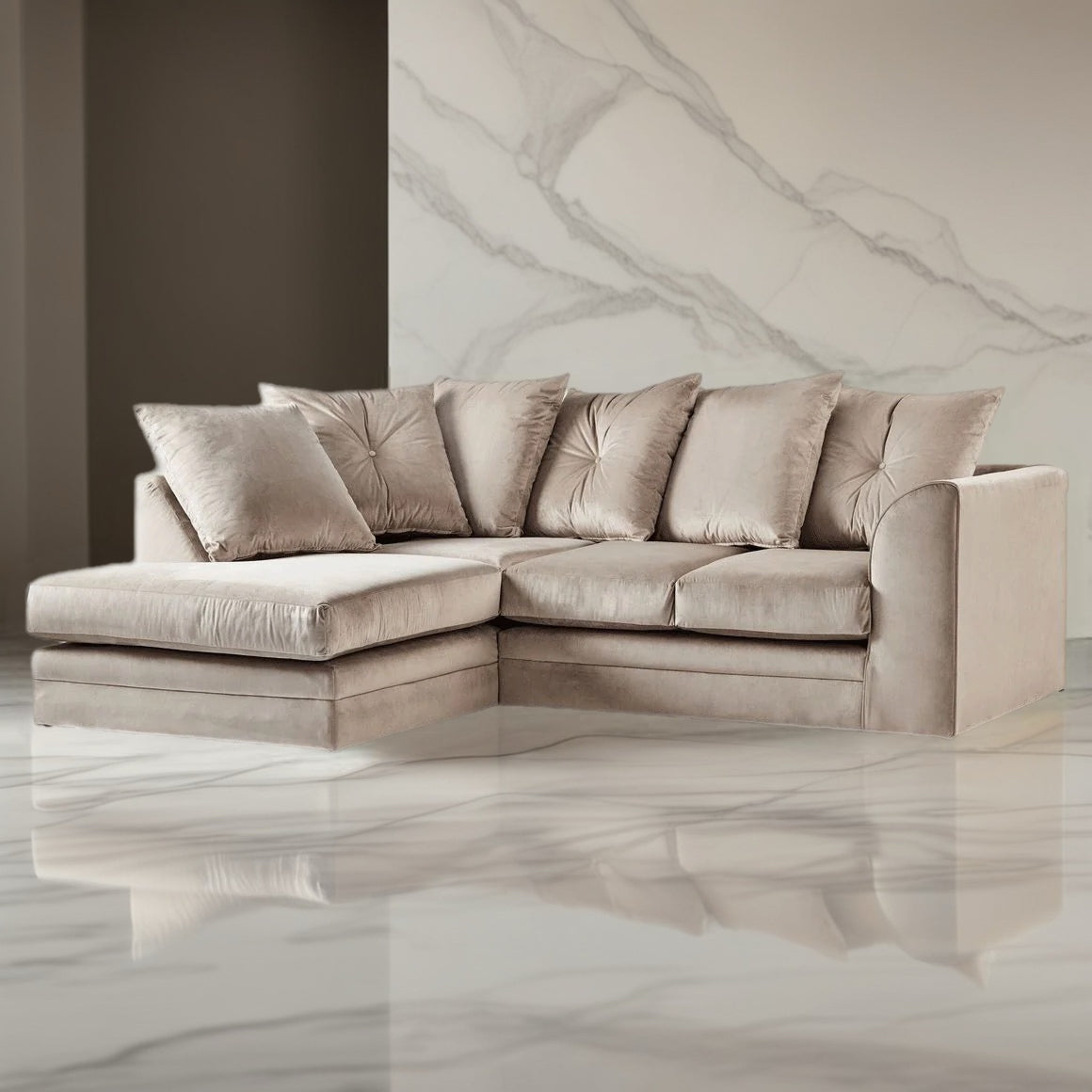 Rockford Luxe Velvet Left side Corner L Shape Sofa