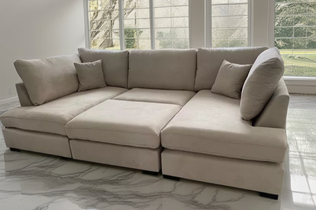 Carnby Luxe Velvet corner Cinema Sofa with sectional footstool