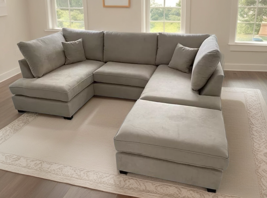 Carnby Luxe Velvet corner Cinema Sofa with sectional footstool