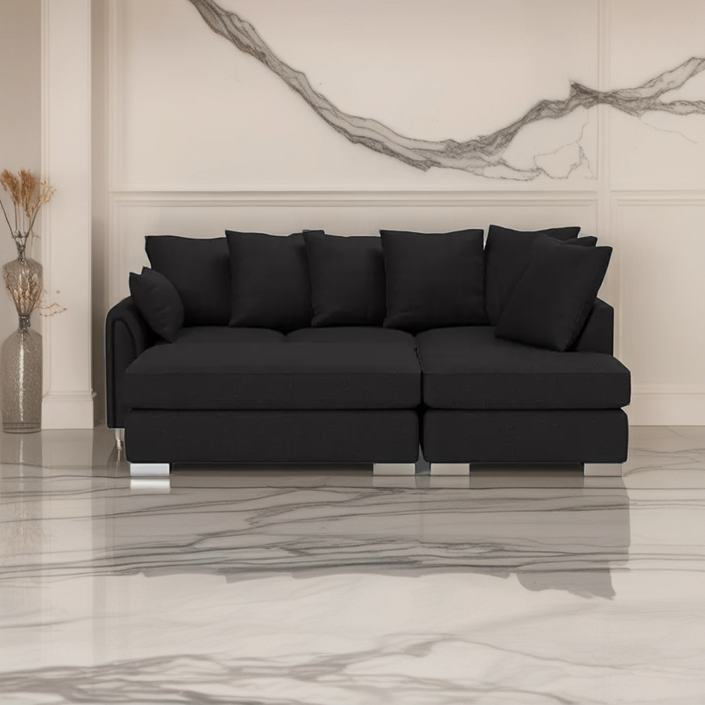 Windsor Luxe Velvet Right Side Cinema Sofa with Matching Footstool