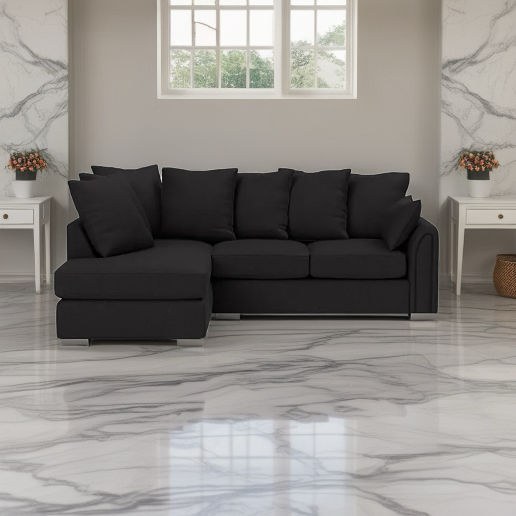 Windsor Luxe Velvet Left Side Cinema Sofa with Matching Footstool