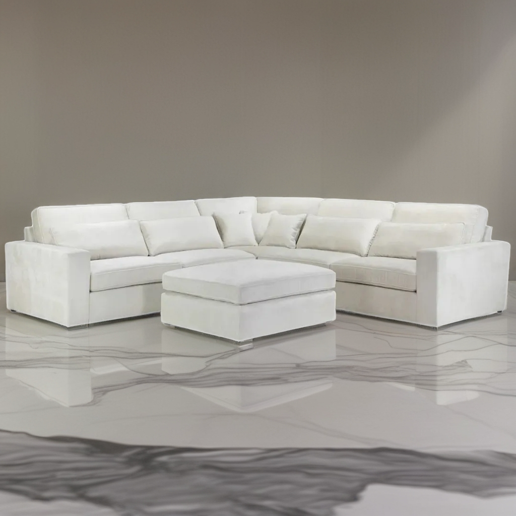 Kiana Corner Luxe Velvet Sofa with Footstool