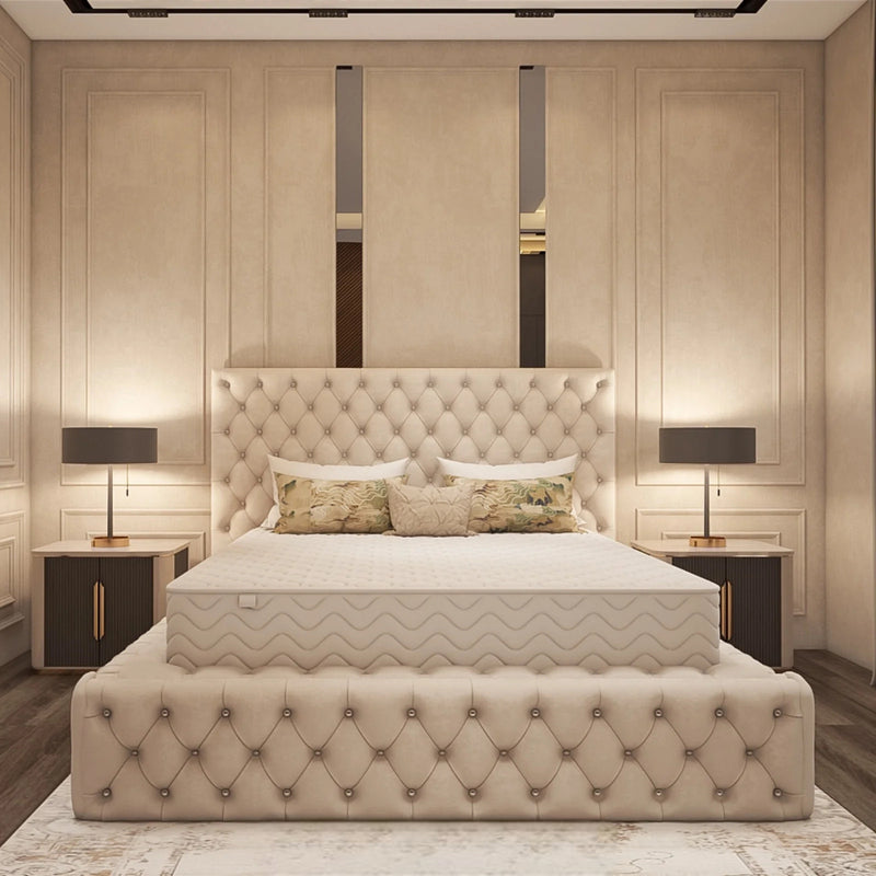 Luxurious Ambassador Chesterfield Velvet Bed Frame with Storage option available