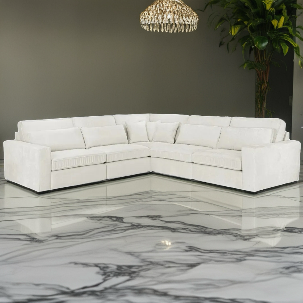 Kiana Corner Luxe Velvet Sofa with Footstool