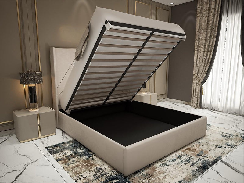 Luxe velvet line Wingback Bed Frame with Storage option available