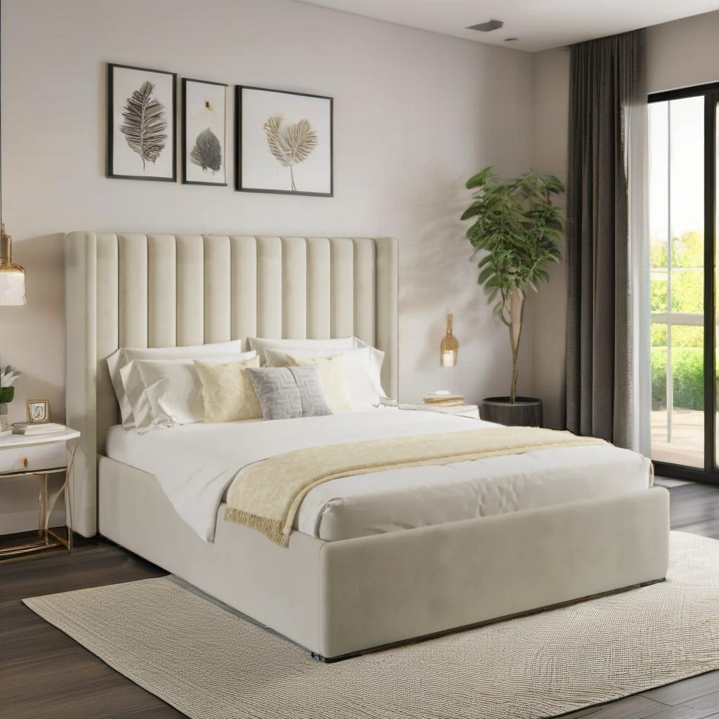 Tranquil panel wing bed frame with storage option available