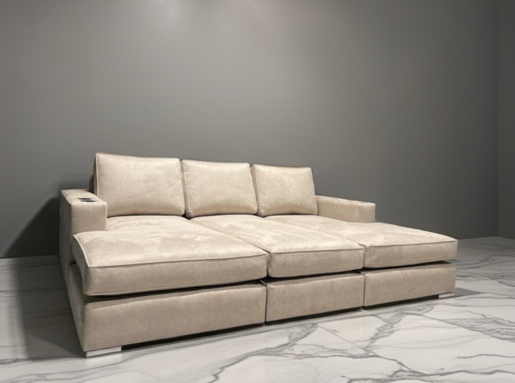 Charles Luxe Velvet cinema Sofa with cup holders