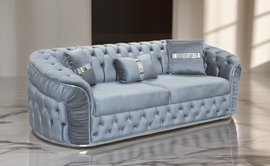 Ambassador 2+3 seater Luxe Velvet Sofa set with gold/chrome trim