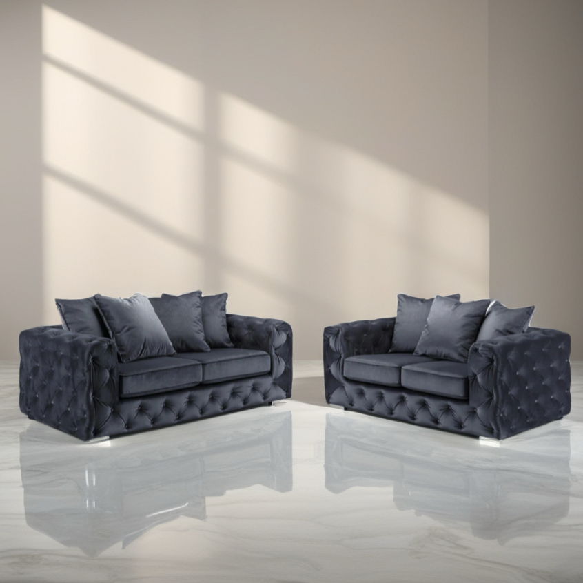 2+3 seater Luxe Chesterfield Velvet Sofa Set